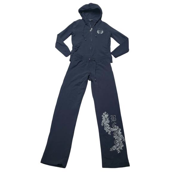 BCBGMaxazria Two Piece Black Embroidered Track Set - Size Medium - Picture 10 of 10